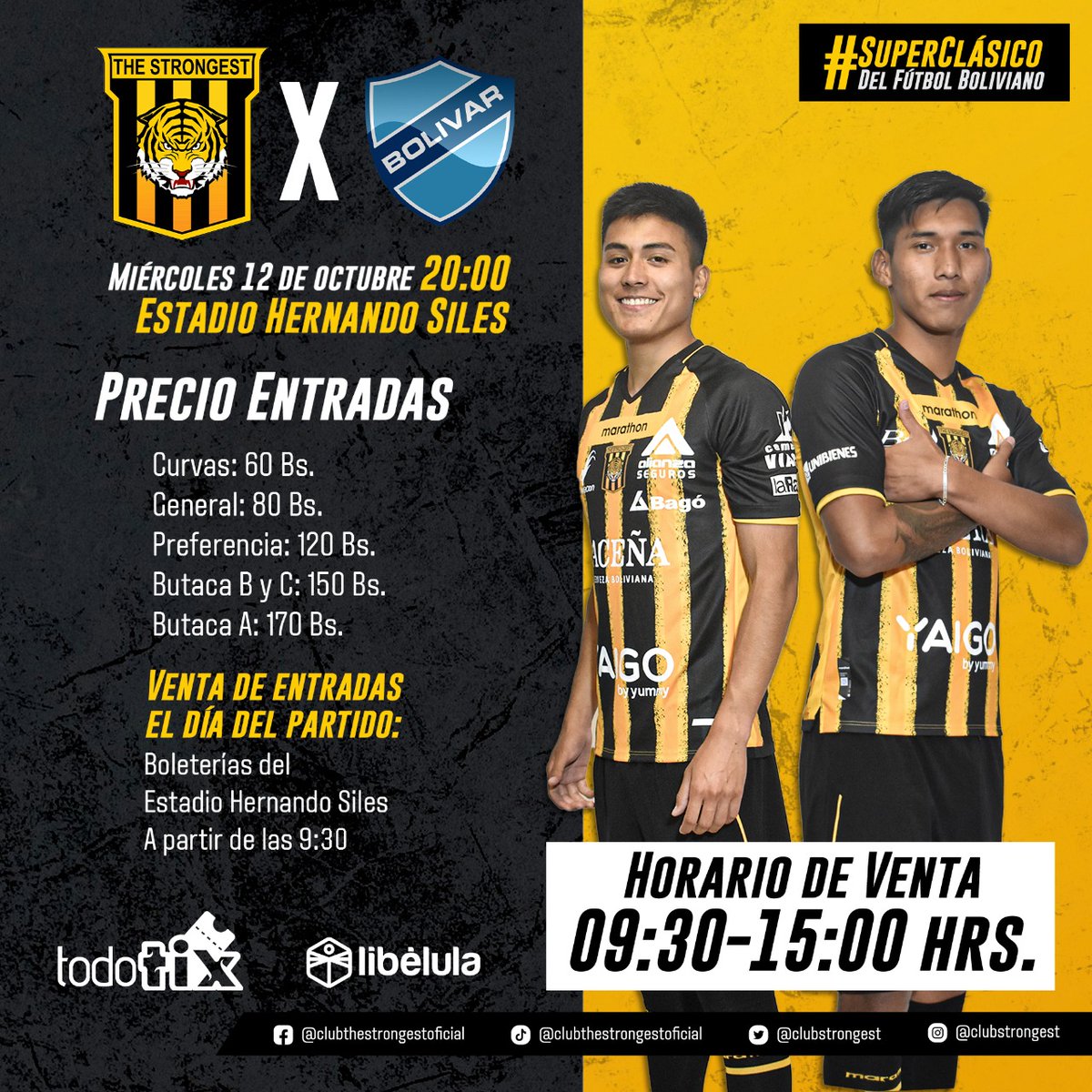 ElDerribador's tweet photo. ENTRADAS PARA EL CLÁSICO PACEÑO 
Venta de entradas ahora en el estadio #HernandoSiles para el #ClásicoPaceño.   Más información en #CompetenciaBolivia de lunes a viernes a las 13 y 19 hrs.
RKM 91.0 FM
https://t.co/9kNYZVfH0L
https://t.co/rClZXCbxqi
https://t.co/AnOAddCwq8 https://t.co/99aV88WhUp