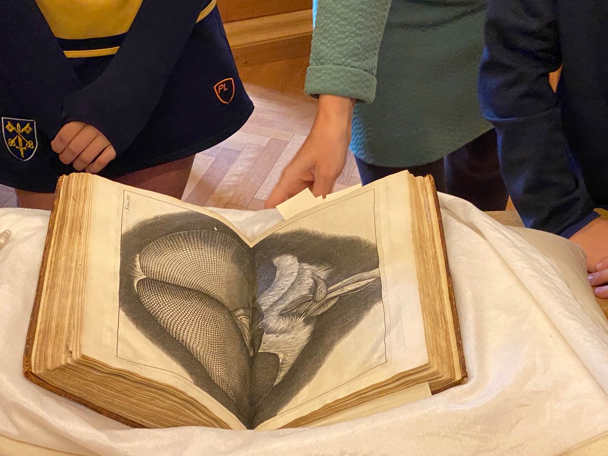 ECSPrepSchool's tweet photo. A big thank-you to @ExeterCathedral's Librarian, Emma Laws, who invited our Year 7 pupils to explore one of the remaining original copies of #micrographia by Robert Hooke.
How fortunate we are to view up so close a 350 year-old book 📚 https://t.co/VbX2cCU4Jo