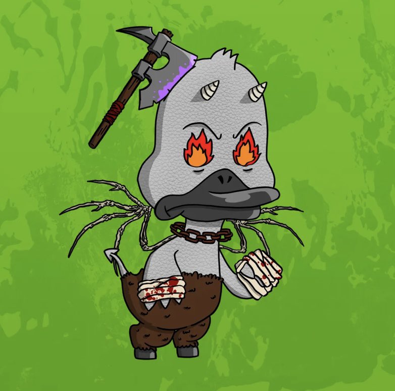 Jaxson_NFT's tweet photo. Some ducker axed my Little Hell Duck in the head and now heโs grown skeleton wings to fly back to hell where he belongs!! @NoncoDucks #DucksFlyTogether #DucksUnited #nftcollectors #HellTakeover #NFT https://t.co/qbIk1r2UXJ https://t.co/nOZxcfAZlR