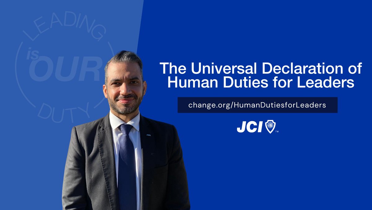 At JCI, we are guided by the virtue of good leadership. This year, our President, Argenis Angulo, has put forth a proposal to help us all uphold our duty to lead. Sign the petition today to show your support for moving this initiative forward ⤵️ change.org/HumanDutiesfor…