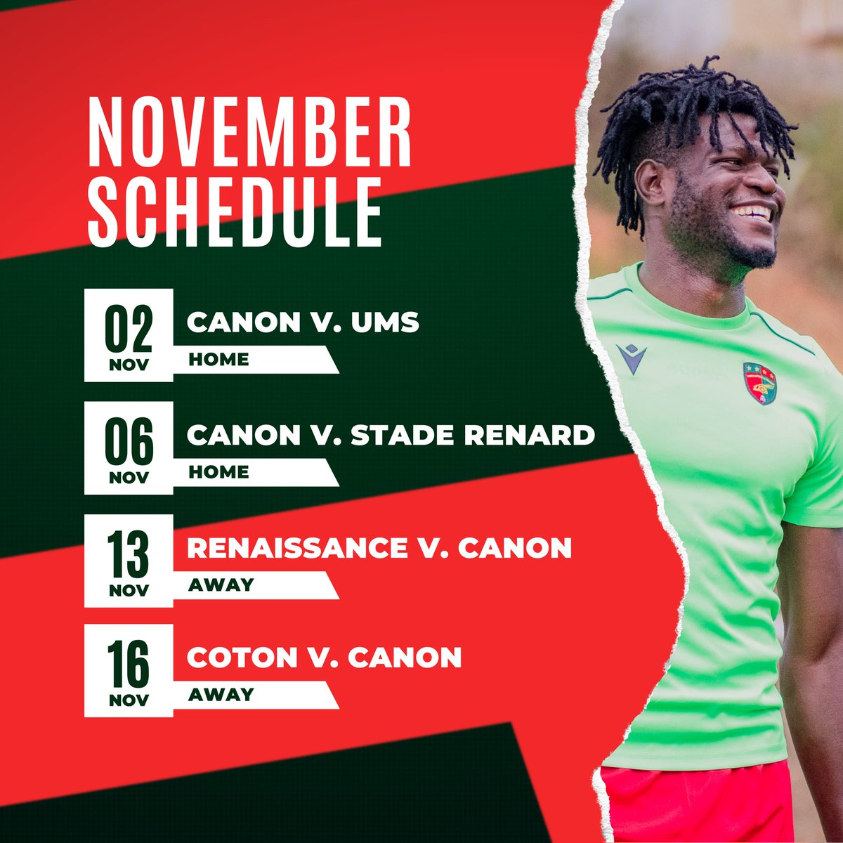 fgo_pro's tweet photo. 🗓 Le calendrier de nos rencontres de MTN ELITE ONE pour les mois d’Octobre et de Novembre🔥

3️⃣ Rencontres à domicile 🏡 
4️⃣ Rencontres à l’extérieur ✈️ 
2️⃣1️⃣ points à disputer avant la trêve #Qatar2022 

#TigNnam💚❤️
#NationLegacy
#LeClubDeLaNation
@FecafootOfficie @MTNCameroon https://t.co/t9YG7Qdct3