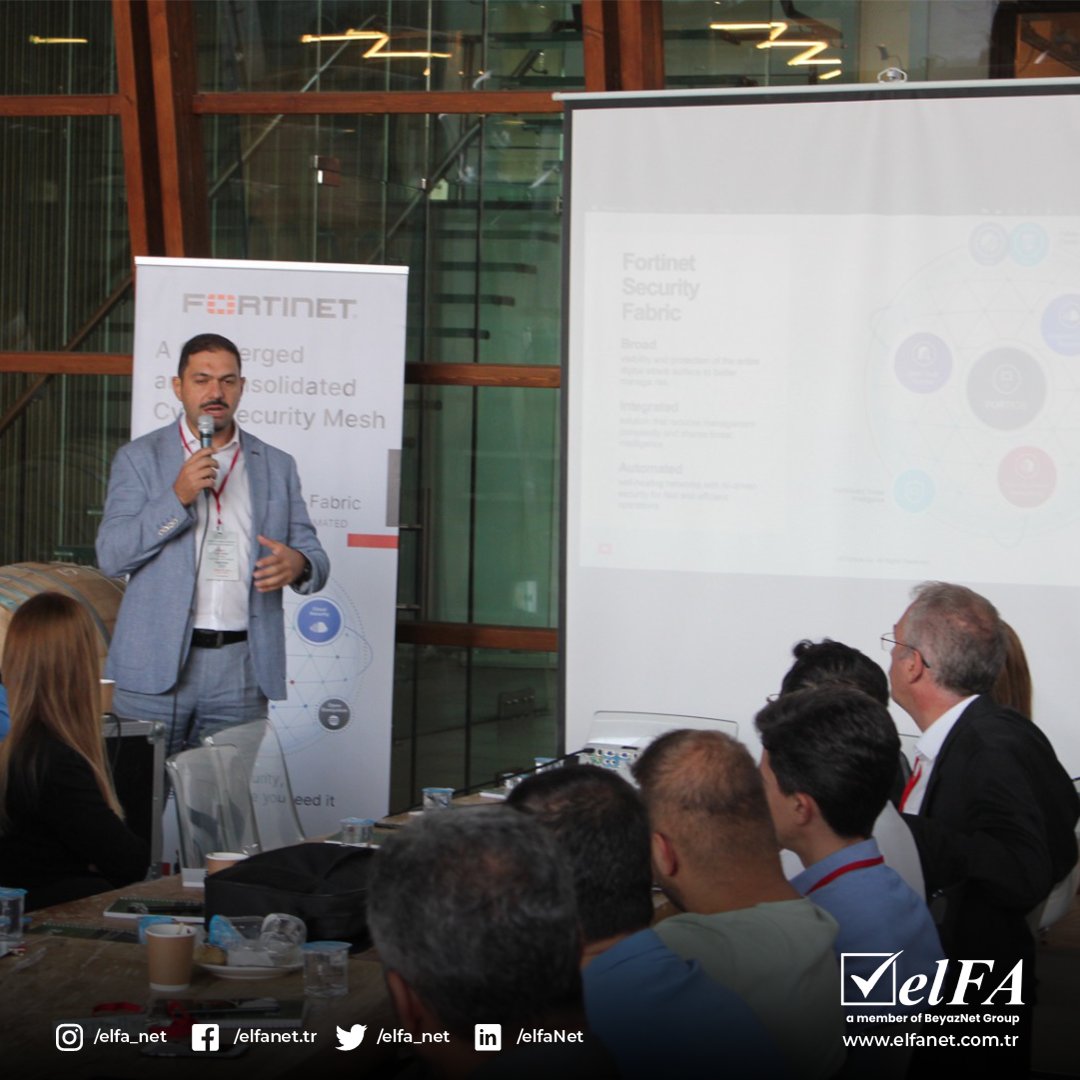elfa_net's tweet photo. Fortinet&amp;RZK Mühendislik iş birliği ile İzmir Nif Bağlarında düzenlemiş olduğumuz “Fortinet ile Siber Güvenlikte Kapsama Alanı Genişliyor” etkinliğimizde, değerli katılımcılarımıza Fortinet OT Güvenliğinin önemini ve bu alanda Fortinet’in çözümlerini anlattık. https://t.co/GtGmtr1zgq