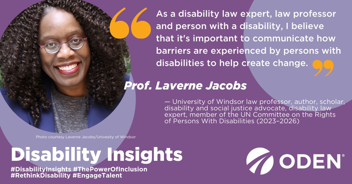 odenetwork's tweet image. This week’s Disability Insight...some powerful thoughts from Laverne Jacobs. #EngageTalent #InclusiveFutureOfWork #NDEAM2022 #DisabilityInsights #ThePowerOfInclusion 
#RethinkDisability