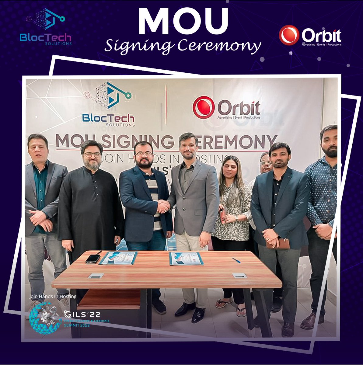 gils_22's tweet photo. #MOU Signing Ceremony between BlocTech Solutions & Orbit Advertising for @gils_22 π
#gils22 #partnership #summit #web3 #startup #innovation #metaverse #blockchain #nft #technology #pakistan #global #Islamabad #bloctechsolutions #OrbitEvents #OrbitAdvertising #digitalpakistan https://t.co/7qejwD4cep