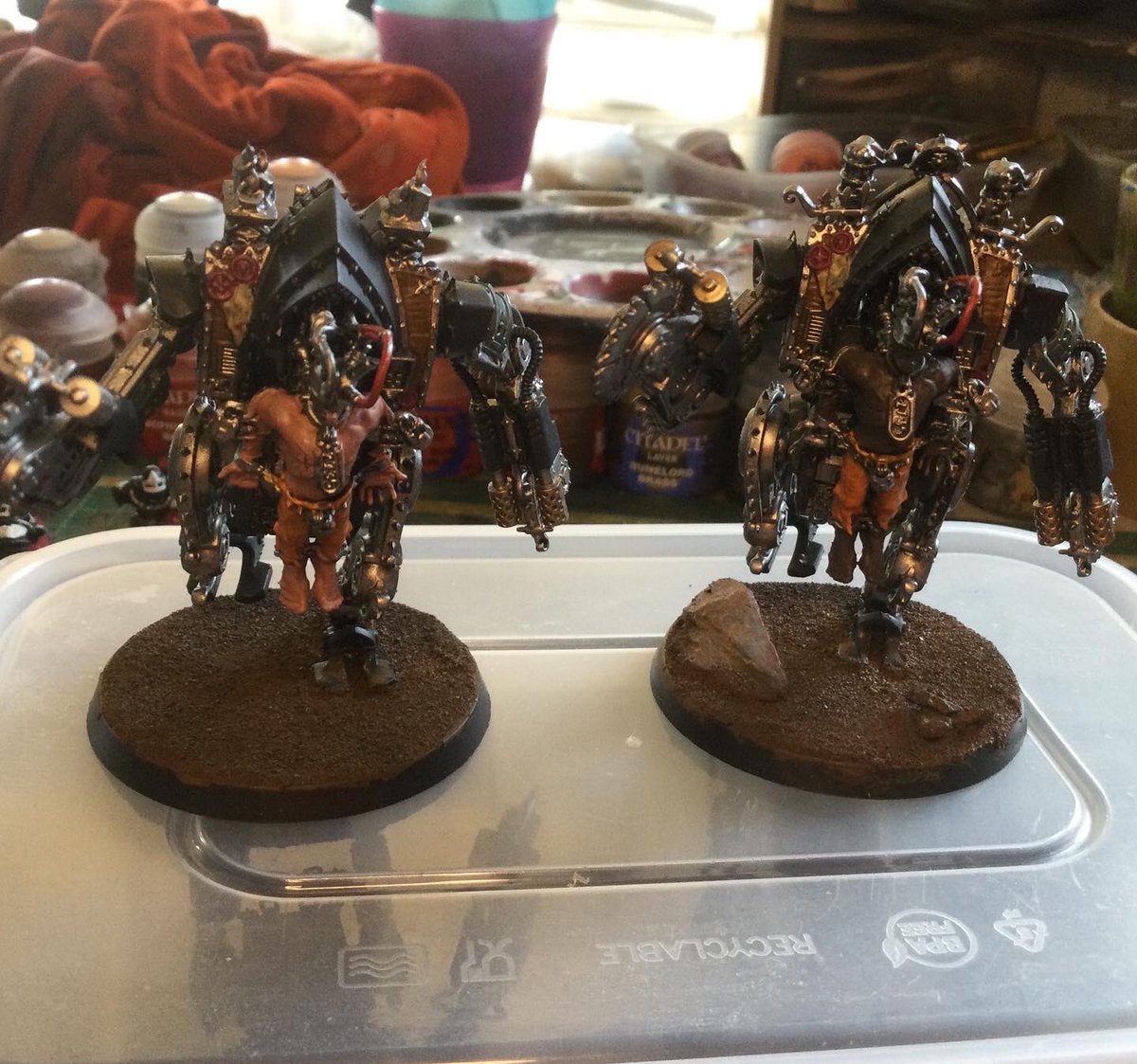 tiffanyszoneuk's tweet photo. Current WIP.  These two units were the top two voted for when I asked you what I should finish next. #sistersofbattle #adeptasororitas #orderofourmartyredlady #warhammer40k #warhammercommunity #paintingwarhammer #penitentengine #battlesisters #wargaming https://t.co/PNGbBfiLKz