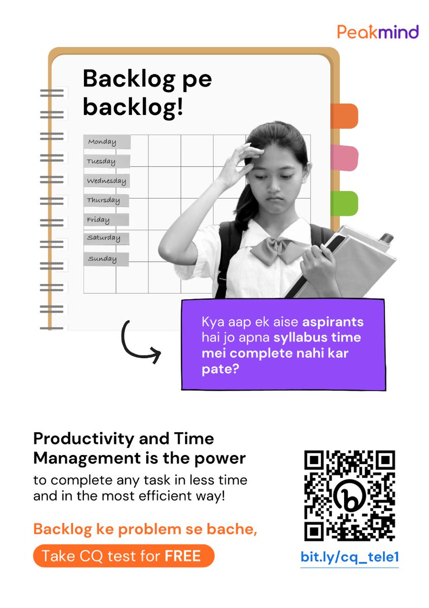 peakmind_in's tweet photo. "I have no backlog" - said no student ever.
Are you someone who suffers from unproductivity and poor time management? 
Take our CQ test here and know about your strengths and weaknesses! 
https://t.co/x9JbNRrHx0 https://t.co/BUPsHr4mxL