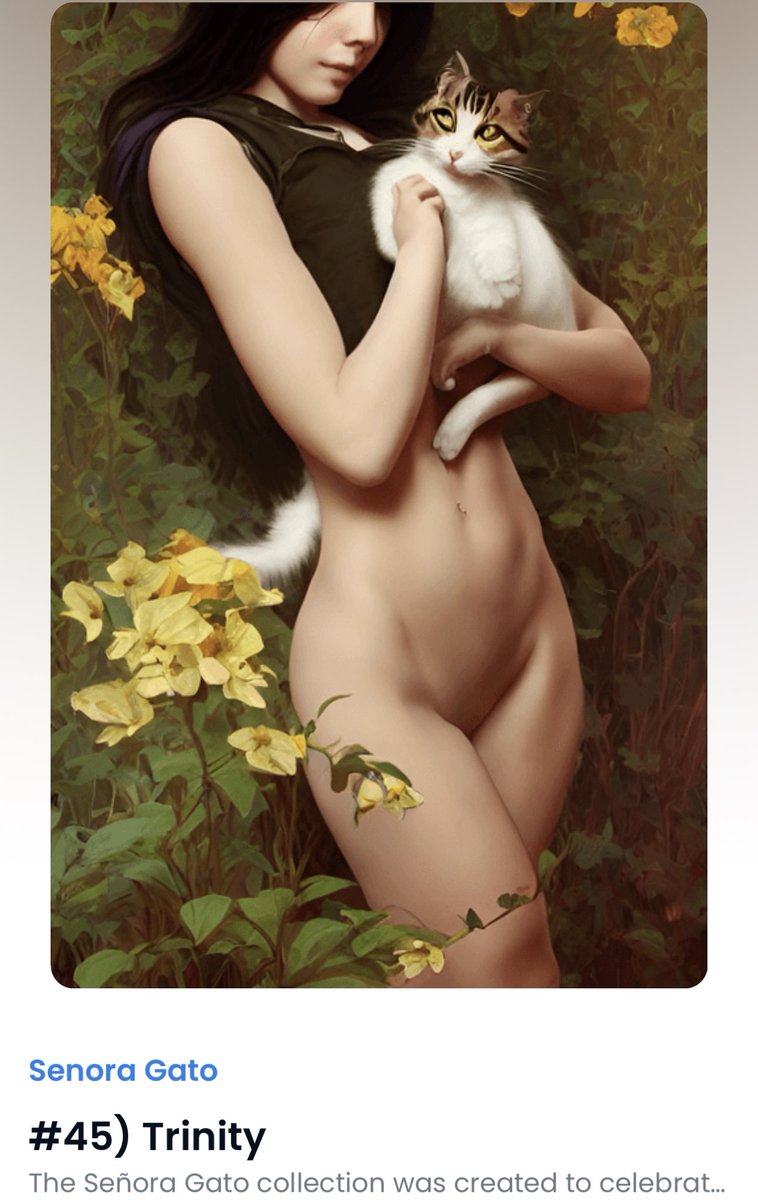 LuminoskittyNFT's tweet photo. “Trinity” showing off her Kitty!😳
#NFT #NFTCommunity #NFTs #NFTGiveaway #NFTCollection #NFTGiveaways #nftart #NFTdrop #NFTcollections #nftcollector #NFTProject #Cryptocurency #cryptoart #Crypto #cryptocurrencies #altcoin #DeFi #Metaverse #gamer #GameFi #art #opensea #ETH #AI https://t.co/aqybdsvIs5