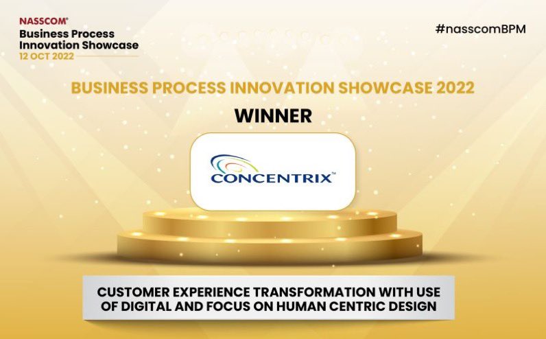 We are super stoked to win the Customer Experience Transformation award at <a href="/nasscom/">nasscom</a> Business Process Innovation Showcase 2022 for delivering innovative, digital, people-first solutions to world’s best brands. Congratulations 🎉 #ReimagineCX #nasscomBPM