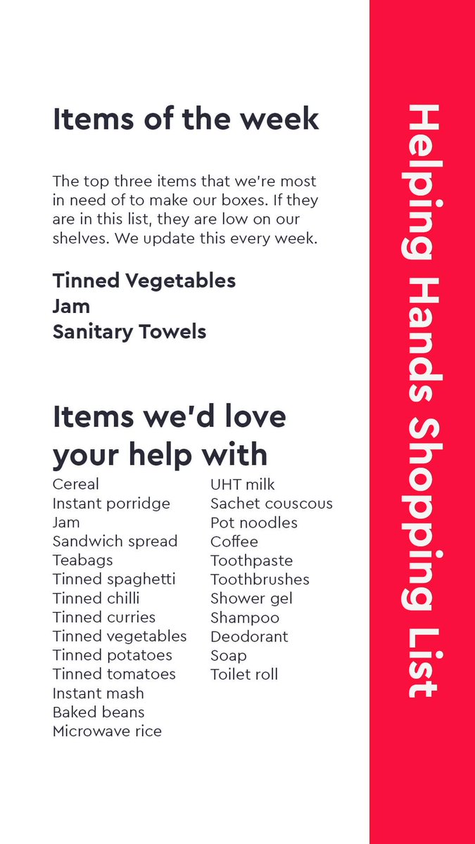 Good afternoon everyone, on Sunday 16th October it will be World Food Day 2022 and to raise awareness of food hunger, everyone here at Green Acres are having a collection of food or hygiene products. 
These items will be donated to the local Helping Hands food bank