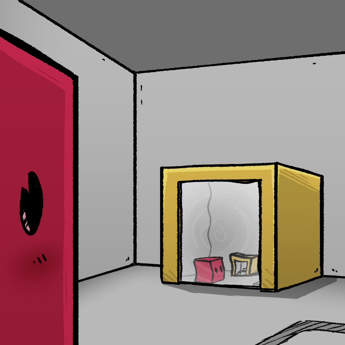 Thinky videogame themed #inktober2022 
Day 12
Patrick's Parabox (<a href="/clockworkpat/">Patrick Traynor</a>)