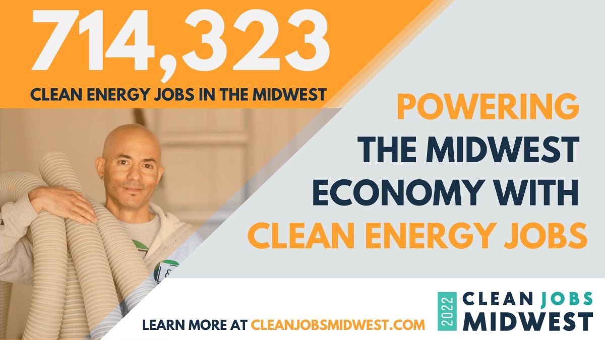 THE 2022 #CleanJobsMidwest REPORT IS OUT!

There are more than 714,000 Midwesterners working in the clean energy industry! 💪⚡️🚗💡

The report shows that clean energy jobs are up by 5% in 2021 with potential to skyrocket in the next year.

Learn more at CleanJobsMidwest.com