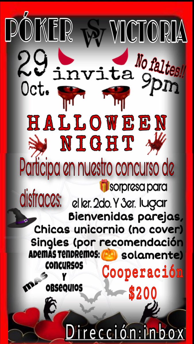 sw_poker's tweet photo. #YaTenemosFecha♥️♣️♦️♠️

👻🎃💀A BUSCAR DISFRAZ !!!!

Recuerden que es una fiesta de convivencia y conocer más gente!!
Prometemos hacerles pasar una noche muy agradable! 
Interesados manden inbox.
Excelente Día para todos♣️ https://t.co/I4WCLTqSvD