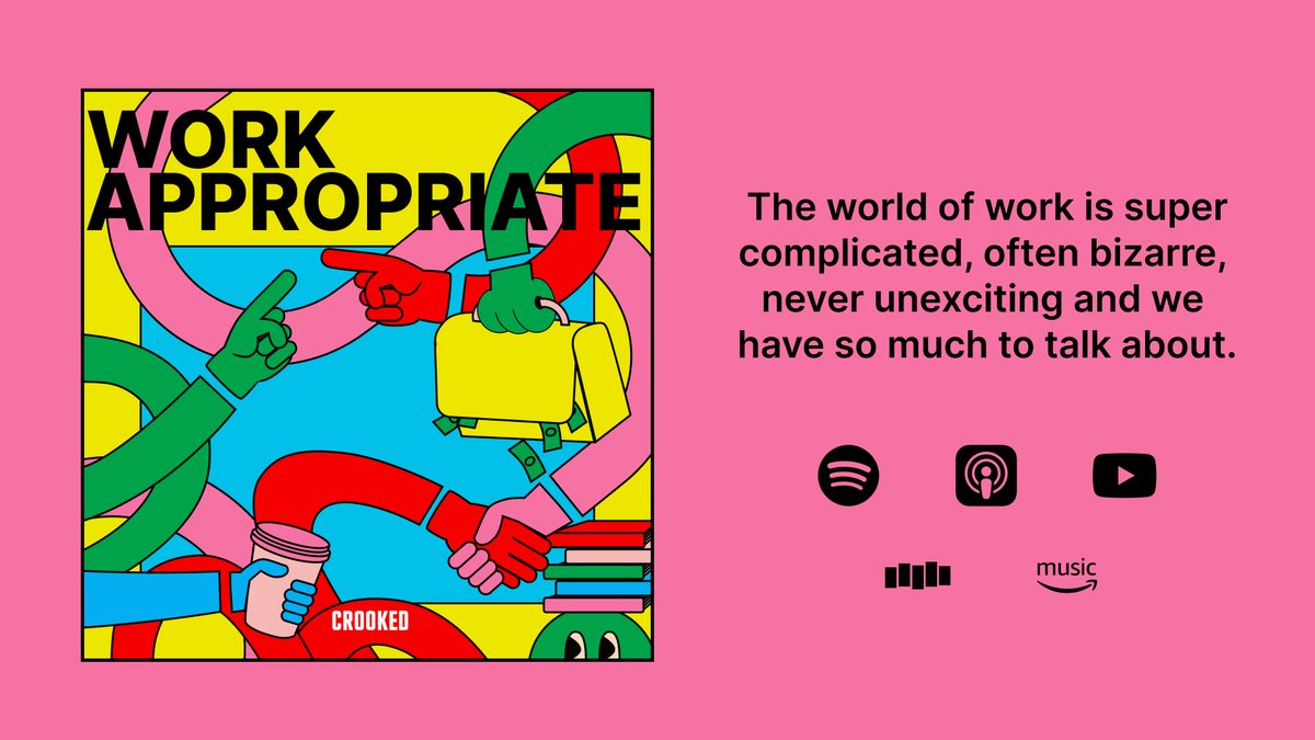 annehelen's tweet photo. I've spent the last year developing my podcast on the challenges of work and finally get to announce it: meet WORK APPROPRIATE, from @CrookedMedia. First ep drops Wednesday 10/26 https://t.co/rFWvif0noZ