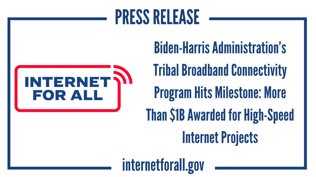 SecRaimondo's tweet photo. These grants – made possible by the Bipartisan Infrastructure Law - underscore @POTUS’ commitment to closing the digital divide in the United States, especially within Tribal lands. https://t.co/PqXInd59Yi