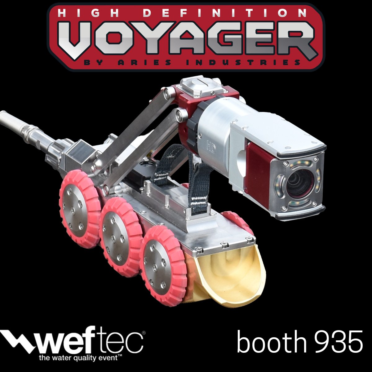 TeamAriesInd's tweet photo. Last day of #weftec2022. See how we raised the bar UNDERGROUND with our Voyager™ HD Mainline Inspection System. It's a game-changer for capturing crystal-clear video of pipe conditions. See it in now in booth 935. https://t.co/nbojXuzlMW