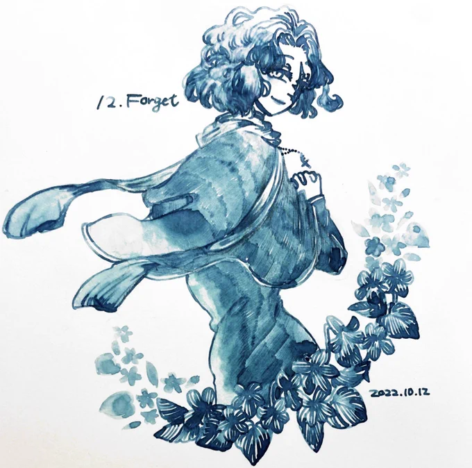 #inktober2022 #インクトーバー12. MIXABLE 祈りににているでも大丈夫 あなたはもうわたしを忘れるから忘れるから…忘れたかな? 