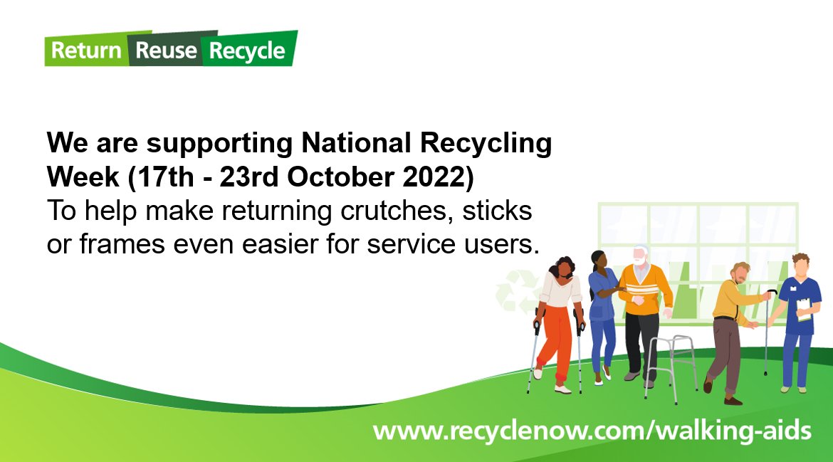 Have we loaned you crutches, sticks or frames you longer need? We have a return and reuse scheme for walking aids so they can be checked, cleaned and refurbished for use by future patients #NationalRecycleWeek #Gettingitright <a href="/HWHCT_NHS/">Herefordshire and Worcestershire Health & Care NHS</a> <a href="/GreenerNHS/">Greener NHS</a>