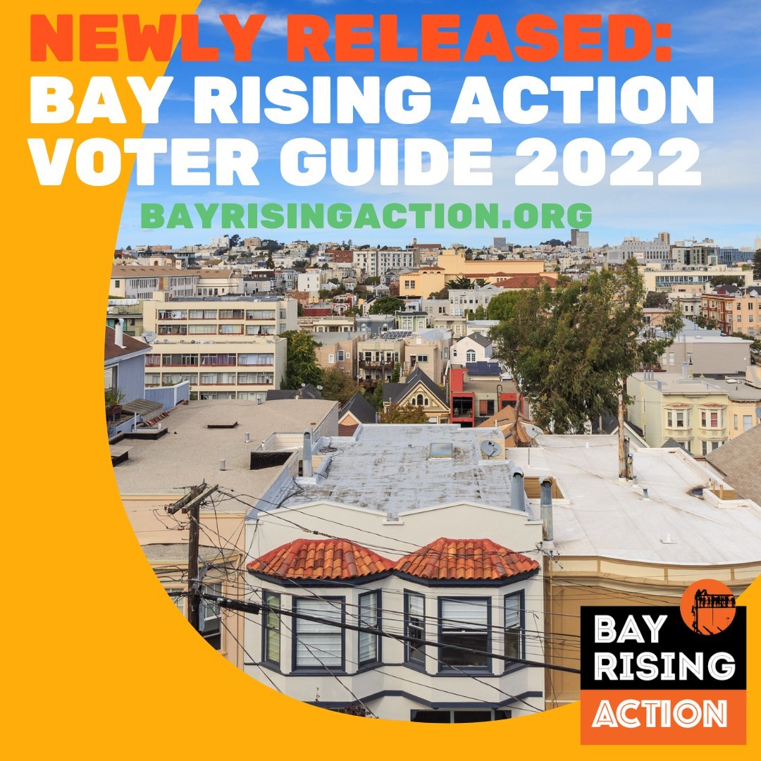 Bay Rising Action's 2022 Voter Guide is here 🎉 

Check out our endorsements of over 100 measures and candidates in state and local races, spanning seven Bay Area counties!

Visit our website and share with family and friends! bayrisingaction.org/voter-guide-se…
