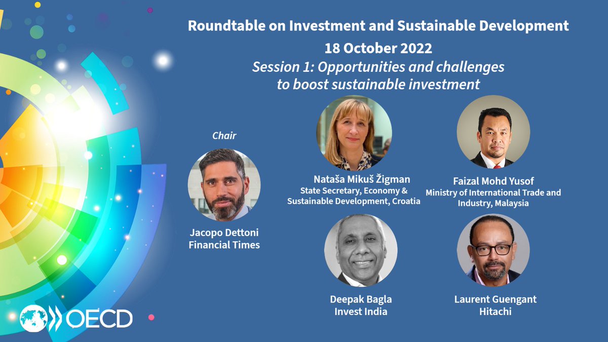 OECD_BizFin's tweet photo. 📣Join us 🗓️18 October 2022 9:30-17:00 CET 📍 Paris/online to identify concrete reforms that will unleash #sustainableinvestment and set these reforms in motion

Explore the distinguished speakers in our morning sessions below and sign up ▶�� https://t.co/QBkNIMr2vK

#fdi #sdgs https://t.co/opvsQSAcRS