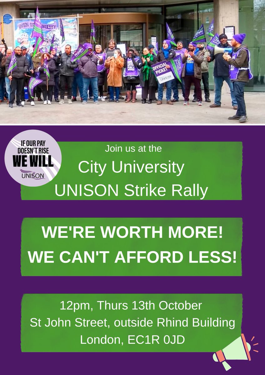 CityUnison's tweet photo. Only one more sleep till strike day! Join us at our strike rally as we say loud and clear: university employers need to get back around the negotiating table because the 3% pay offer is not good enough! Our members are worth more and we can't afford less! #wereworthmore https://t.co/lnbjr7mHRT