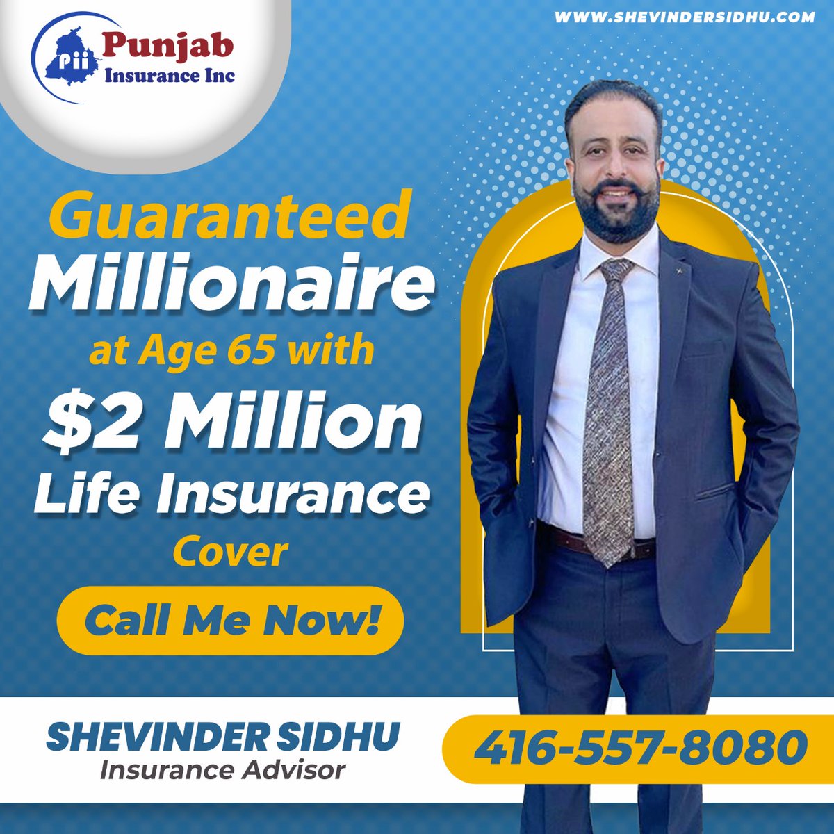 ShevinderSidhu's tweet photo. Now becoming a Millionaire gets even more lucrative. Get Guaranteed Million Dollar Cash Value at Age 65 with $2 Million Life Insurance coverage.

#Shevinder #ShevinderSidhu #Canada #Ontario #Brampton #Mississauga #Caledon #Kitchener #LifeInsurance #CriticalIllnessInsurance https://t.co/DJJFIFrm3P