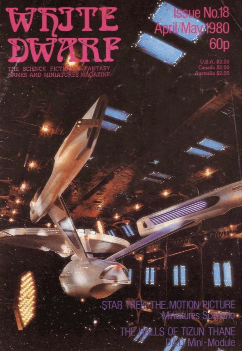 White Dwarf issue 18 from 1980, the glorious USS Enterprise (NCC 1701) gracing the cover. #whitedwarfmagazine #rpg #ttrpg
