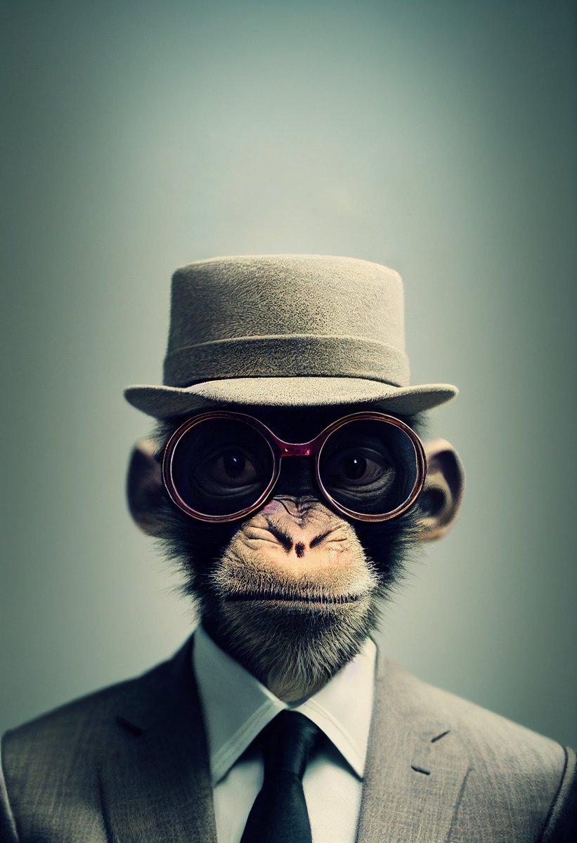 dan99ch's tweet photo. Monkey business. 

#FormalWear #CapsAndHats #Glasses #Portrait #Headshot #monkey #business #Eyewear 
#aigenerated #aigeneratedart #midjourney_bot #PicOfTheDay #midjourney #ai #midjourneyart #midjourneyai #thisisart #creativevisuals #enter_imagination #artoftheday #aiart https://t.co/NTUGJHrbXD
