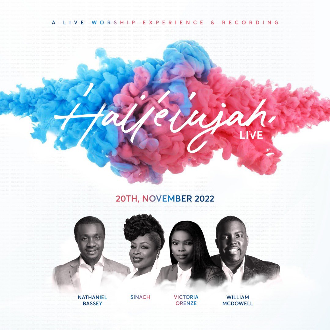 Please save the date
Same time last year we had NAMES OF GOD. This year it’s HALLELUJAH-LIVE. A Live worship EXPERIENCE featuring these amazing vessels. @therealsinach <a href="/victoriaorenze/">victoria orenze</a> @pastorwilliammcdowell 
20TH | NOVEMBER | 2022
Admission is FREE
But registration is required