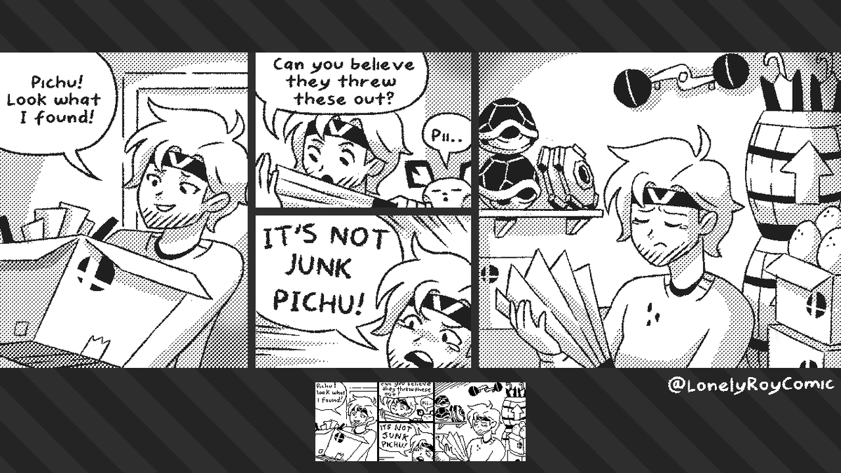 LonelyRoyComic's tweet photo. - Super Smash Bros comic -
Lonely Roy
Miiverse Remaster eps 10 - 12

#LonelyRoy #LonelyRoyComic https://t.co/OFAYMOkI8w