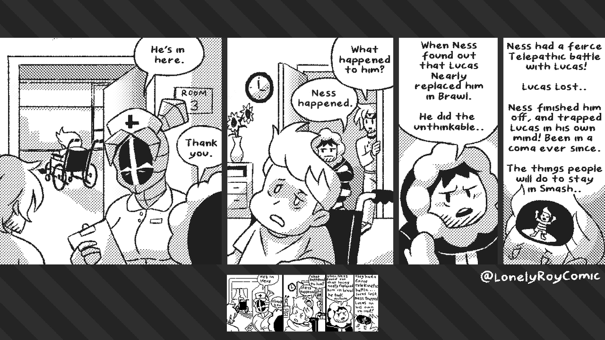 LonelyRoyComic's tweet photo. - Super Smash Bros comic -
Lonely Roy
Miiverse Remaster eps 10 - 12

#LonelyRoy #LonelyRoyComic https://t.co/OFAYMOkI8w