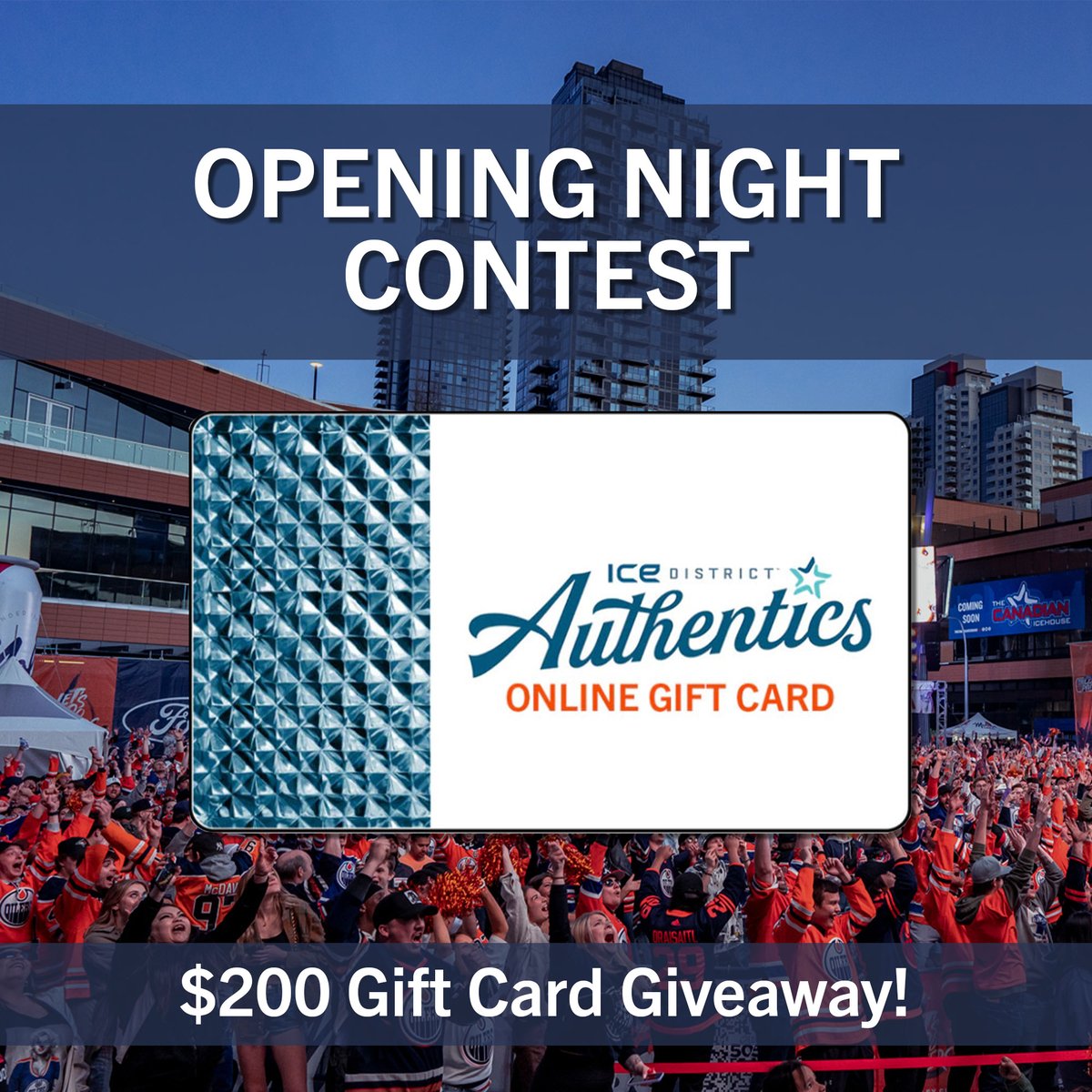 IceDistrictAuth's tweet image. OPENING NIGHT CONTEST!🥳

We're giving away a $200 Online Gift Card to IceDistrictAuthentics.com! 

To enter:
1) Follow us @IceDistrictAuth
2) Like this tweet
3) Retweet this tweet

#LetsGoOilers