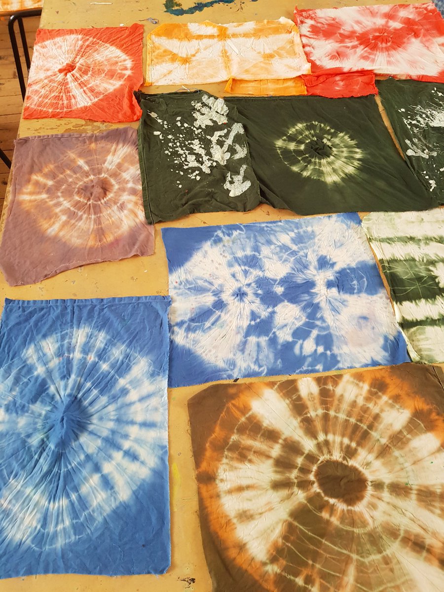 keswtextiles's tweet photo. Lovely 1st time tie dye samples from the L6th textile students today #boyssewtoo @keswtextiles @KESWitley https://t.co/SCLl6r3KVf