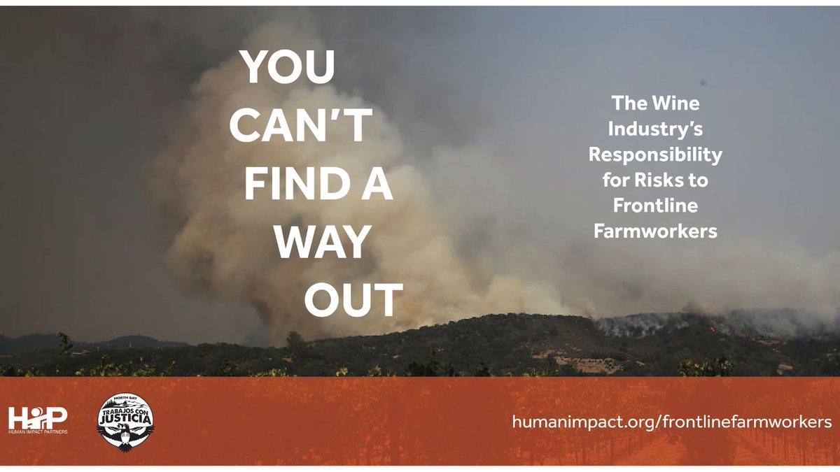 During fire season, dangerous smoke + extreme heat mean #SonomaCounty farmworkers face an impossible trade-off: sacrifice their health or their paycheck. New research shows the devastating effects of the #ClimateCrisis on workers' safety + health: humanimpact.org/frontlinefarmw…