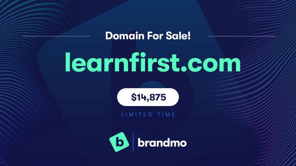 brandmo's tweet photo. https://t.co/dfBUQXNWIy

Registered in 1999 this premium education brand is now available for sale. #learnfirst #learning #education #teaching #school #tutor #coach #brandable #domains #domain #domainname #domainnames #domainbrokerage #naming

Inquire at: https://t.co/ZOwnVQwcy8 https://t.co/aZAoNTqZcw