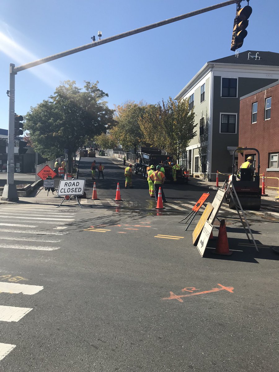 Looks like School Street from Medford Street pass the Bridge is being paved today…I wonder what that will lead to???🧐👷🏼‍♂️