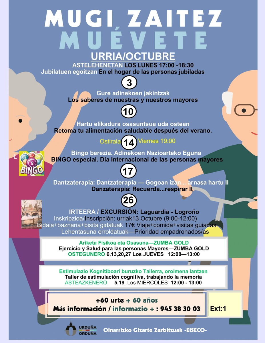 urdunakoudala's tweet photo. 👀😍➡ 'Mugi Zaitez! ¡Muévete!' programaren barruan Laguardia eta Logroño ezagutu nahi? Eman izena urriaren 26ko #txango-an

📣‼ Gaur dira izen-emateak: 09:00etatik 12:00etara, Zaharra, 2 helbideko bulegoetako atzealdean

Informazio gehiago 👉 https://t.co/s6MePVCeHO https://t.co/9t2T8P8k9L