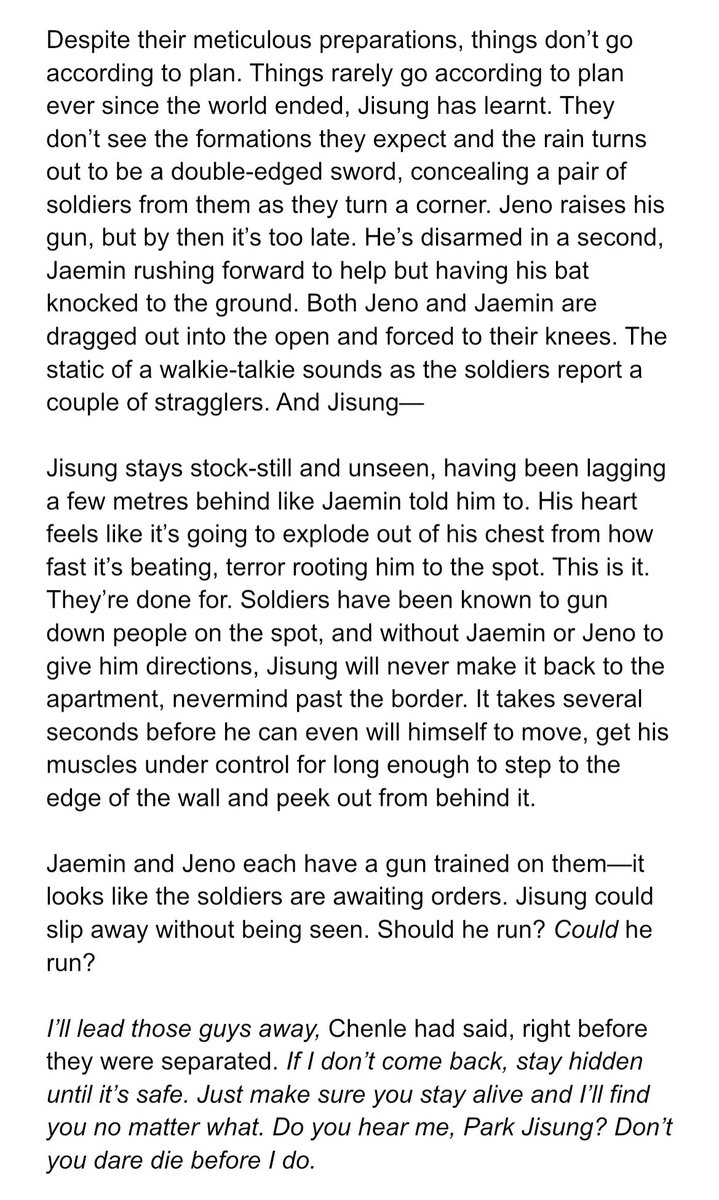 concordancing's tweet photo. to the bitter end - extra #1
❥ jisung’s story
❥ post-apocalyptic, mcd, violence
❥ main fic should be read first!
❥ main fic: https://t.co/T3uDFKCgYq

⚠️ major character death!! https://t.co/GDMvA1Uffo