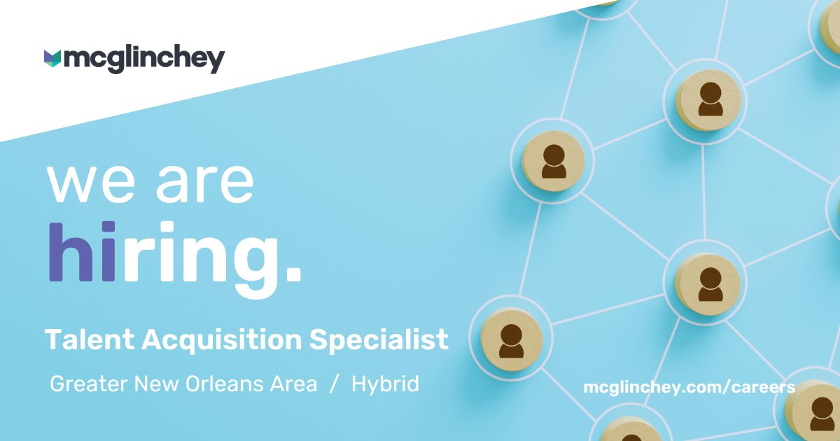 McGlinchey's tweet photo. Our Talent Acquisition team is growing! We're looking for a specialist to assist with attorney hiring across our 17 offices in 12 states and Washington, DC, as well as hiring initiatives for our summer program and staff hiring projects. Learn more: https://t.co/hu4sabNKhf https://t.co/GZzD02CVqe