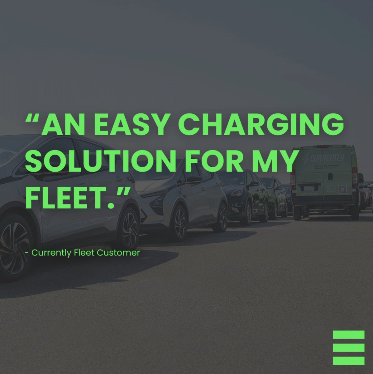 Electric Vehicle Fleets 🤝 Currently Fleet
Thanks to Currently Fleet charging your vehicles has never been easier! Currently Fleet lets you maximize your lot and have flexibility with how you keep your fleet charged. 
#electricfleet #EVchargingsolution #EVcharging #emobility #EV