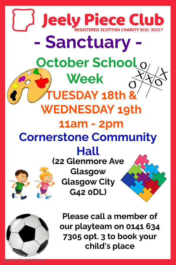 Activities for the weans over the October week @CornerstoneCommunitHall