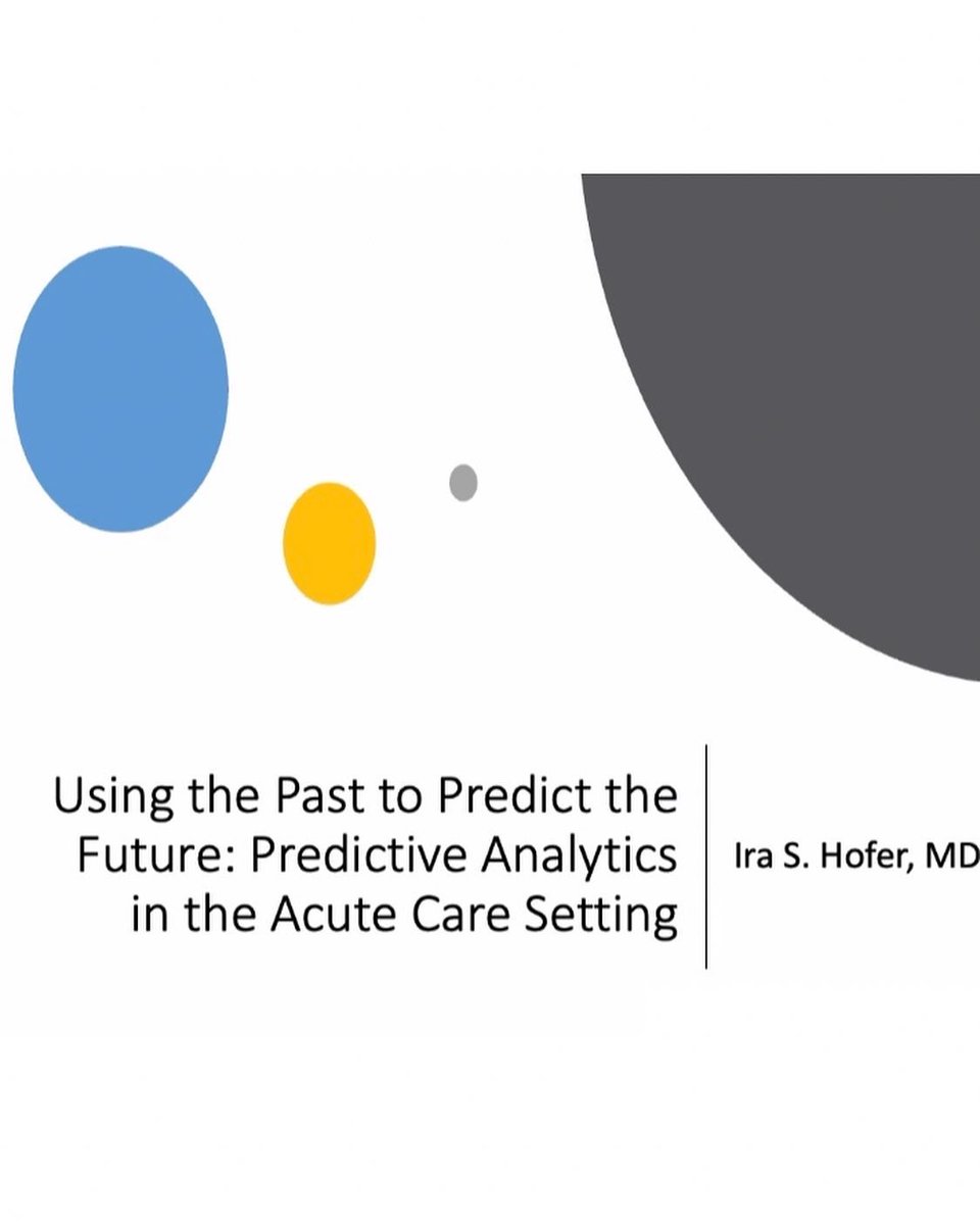 GRAND ROUNDS: Thanks to Dr. Ira Hofer for an insightful look into the current state of augmented intelligence in medicine & what we might expect the future to look like