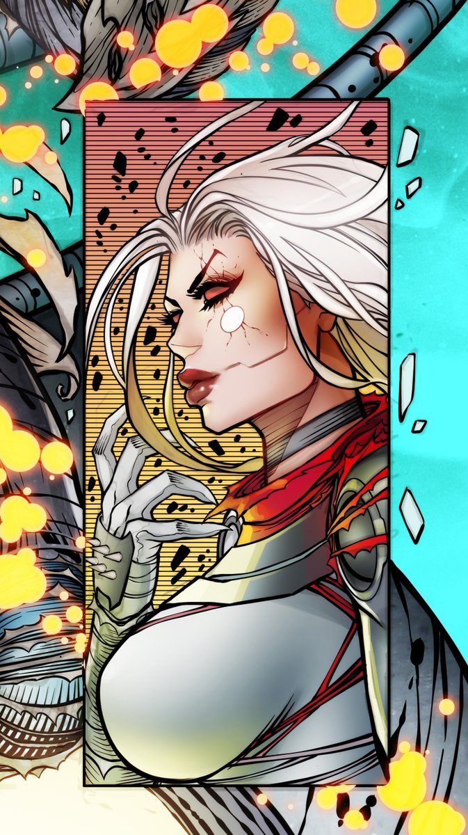 MetalShadeComic's tweet photo. Here's a panel from issue two of our series! This gal is getting the solo treatment soon! Her name is Shrine, if ya didn't know!! https://t.co/3uHWUacRZ2