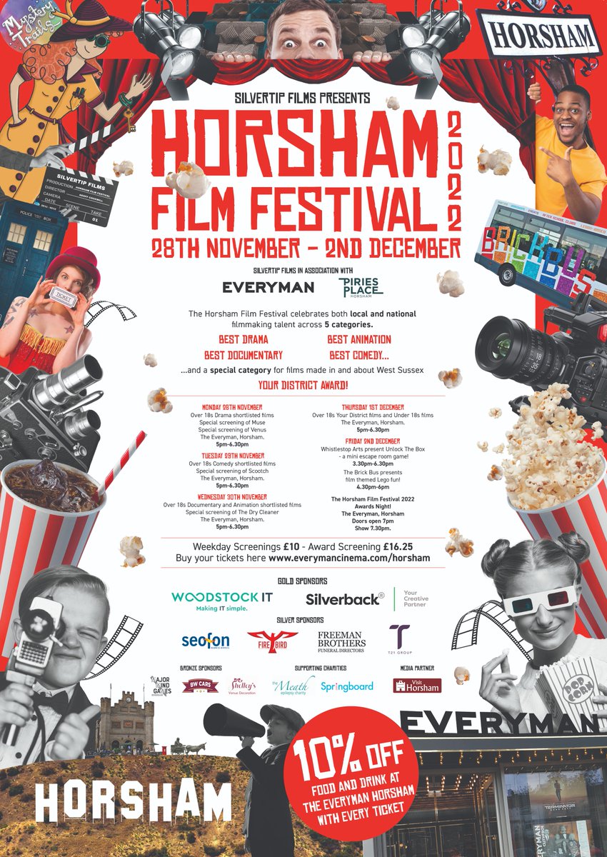 silvertipfilms's tweet image. HORSHAM FILM FESTIVAL 2022 IS COMING! Nov 28-Dec 2! Short film screenings and Awards Night! Check out our fantastic poster by @silverbackchat! Tickets now available on the @everymancinema site at everymancinema.co.uk/horsham Will we see you there? We hope so!