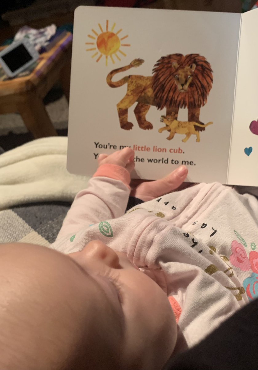 Riley is making sure I continue to practice my read aloud skills while I’m home with her. The teacher in me loves how engaged she already is!