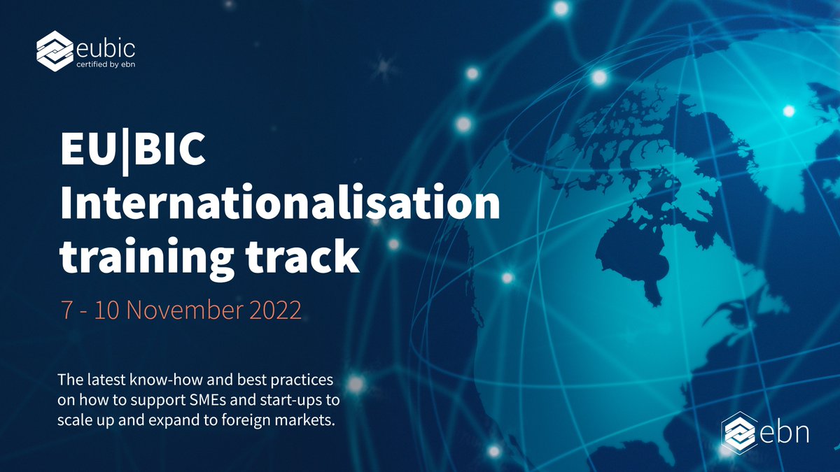 EUBIC's tweet photo. 🌐EU|BIC Internationalisation Training Program
#EUBIC Internationalisation Training Program will provide business support actors with the latest know-how & best practices on how to support #SMEs & #startups to scale up & expand to #foreignmarkets
For more👉https://t.co/kA2yJXpKq8 https://t.co/yZ196Xy8zn