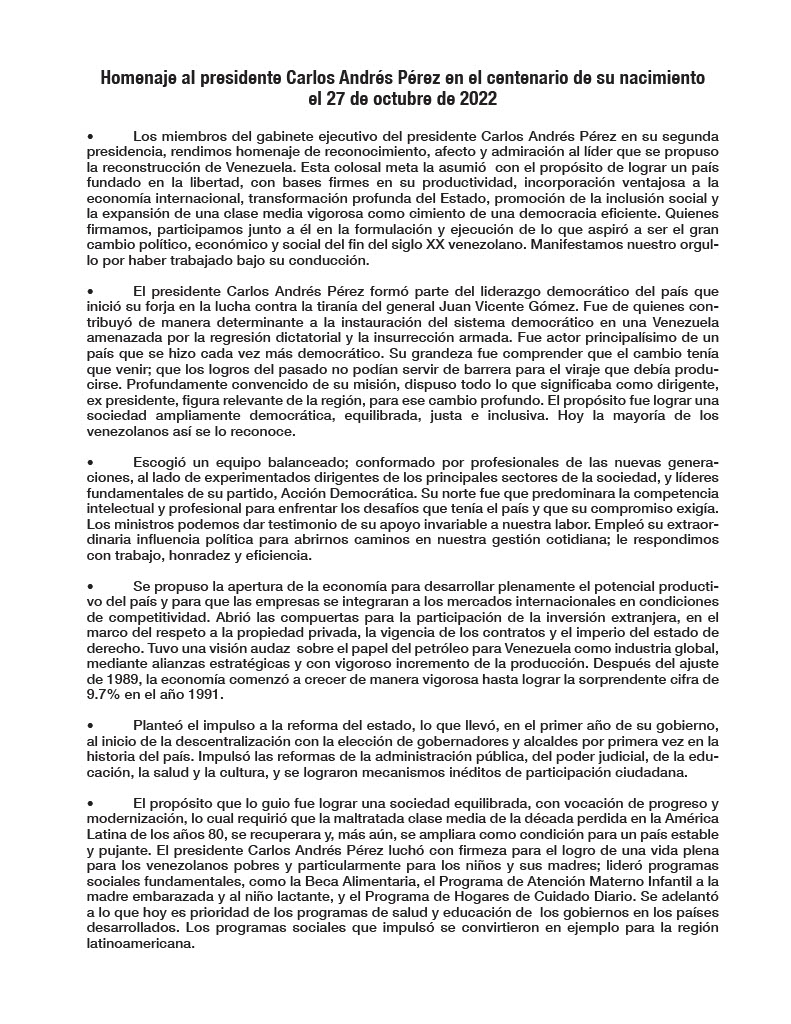 GerverTorres's tweet photo. En el centenario de su nacimiento, un #HomenajeCAP  que le hacemos gente que lo acompañó en el gabinete de su segundo gobierno. https://t.co/H66zqOWE4n