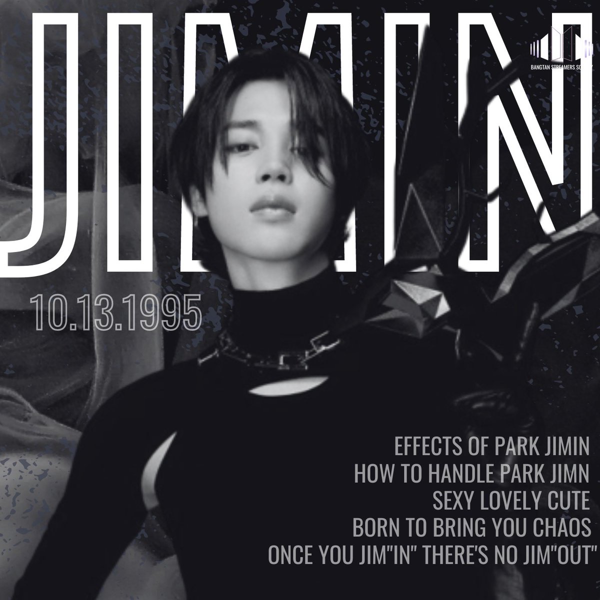 BTStreamSociety's tweet photo. Born to bring chaos with oozing charms! 

Thank you for being born as PARK JIMIN. 
Happy Birthday!

#HappyJiminDay
#OurBelovedJimin
#AngelofOctober
#1013Blessing
#27YearsofSerendipity
#EternalLightJimin
#CutieSexyLovelyJimin
#MiracleVoiceJimin
#StageKingJimin
#LegendMakerJimin https://t.co/VZ57lLK2gj