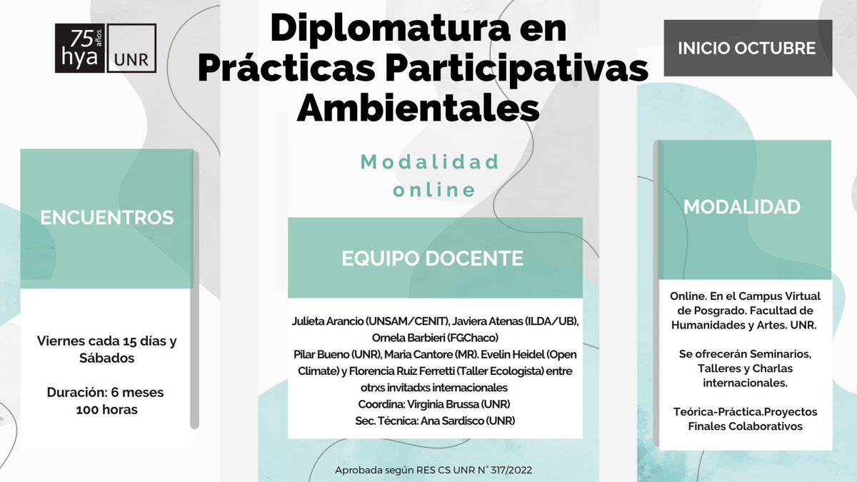 ABPR_Rosario's tweet photo. Compartimos información sobre la Diplomatura en Prácticas Participativas Ambientales de la @hya_unr @UNRoficial 

📝 Para iniciar el proceso de inscripción definitiva completá el siguiente formulario:
https://t.co/kF6bmXUbYK

+ info.: https://t.co/EOfmyzTusn https://t.co/IjM5cEFaMQ