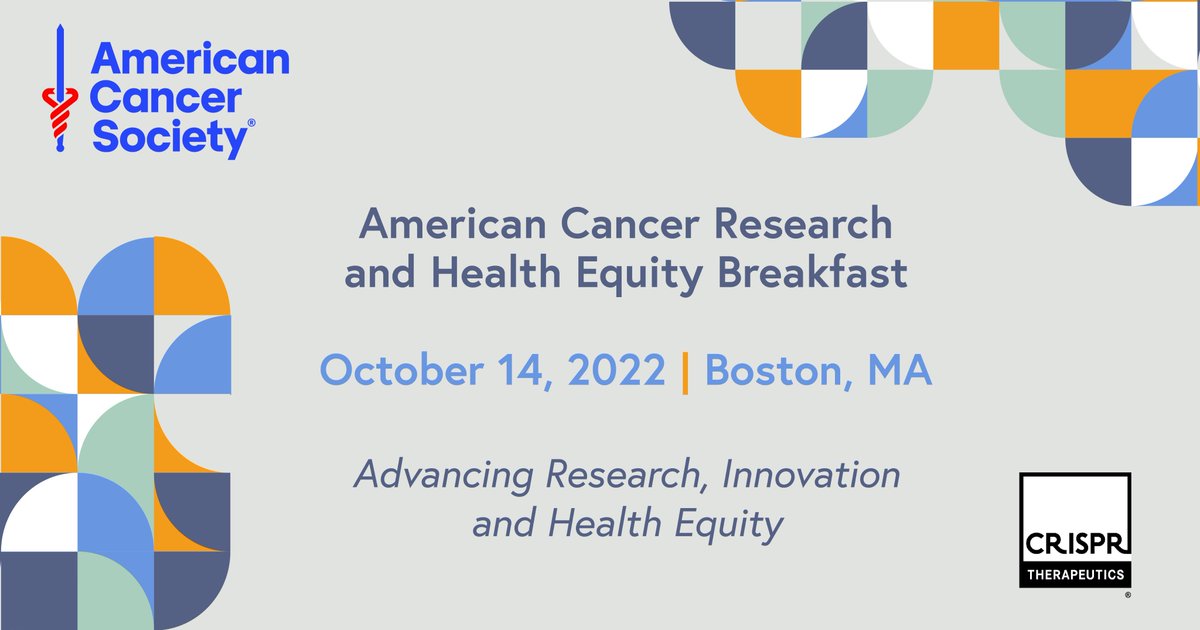 The @CRISPRTX Patient Advocacy team is attending the @AmericanCancer Research and Health Equity Breakfast to align on ways to accelerate research and to help advance health equity across the country. Learn more here: bit.ly/3e16Chb #fightcancer