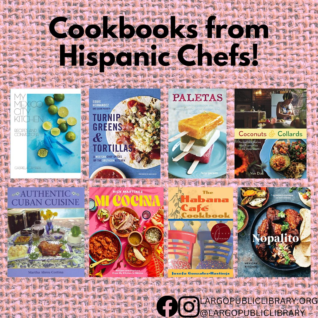 Connect with Culture through Cookbooks and enjoy some tasty recipes by Hispanic Chefs!

#GabrielaCámara #EddieHernandez <a href="/fanygerson/">fany gerson</a> <a href="/vondiaz/">Von Diaz</a> #MarthaAbreuCortina #RickMartinez #JosefaGonzalezHastings #GonzaloGonzálezGuzmán